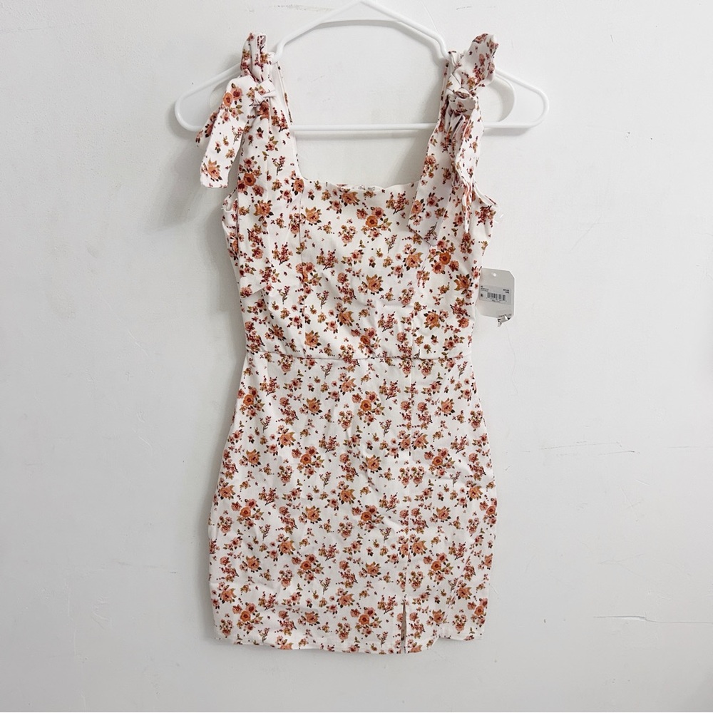 Altar'd State Orange Floral White Dress w/ Bow Tie Straps Sz XS - Picture 2 of 2